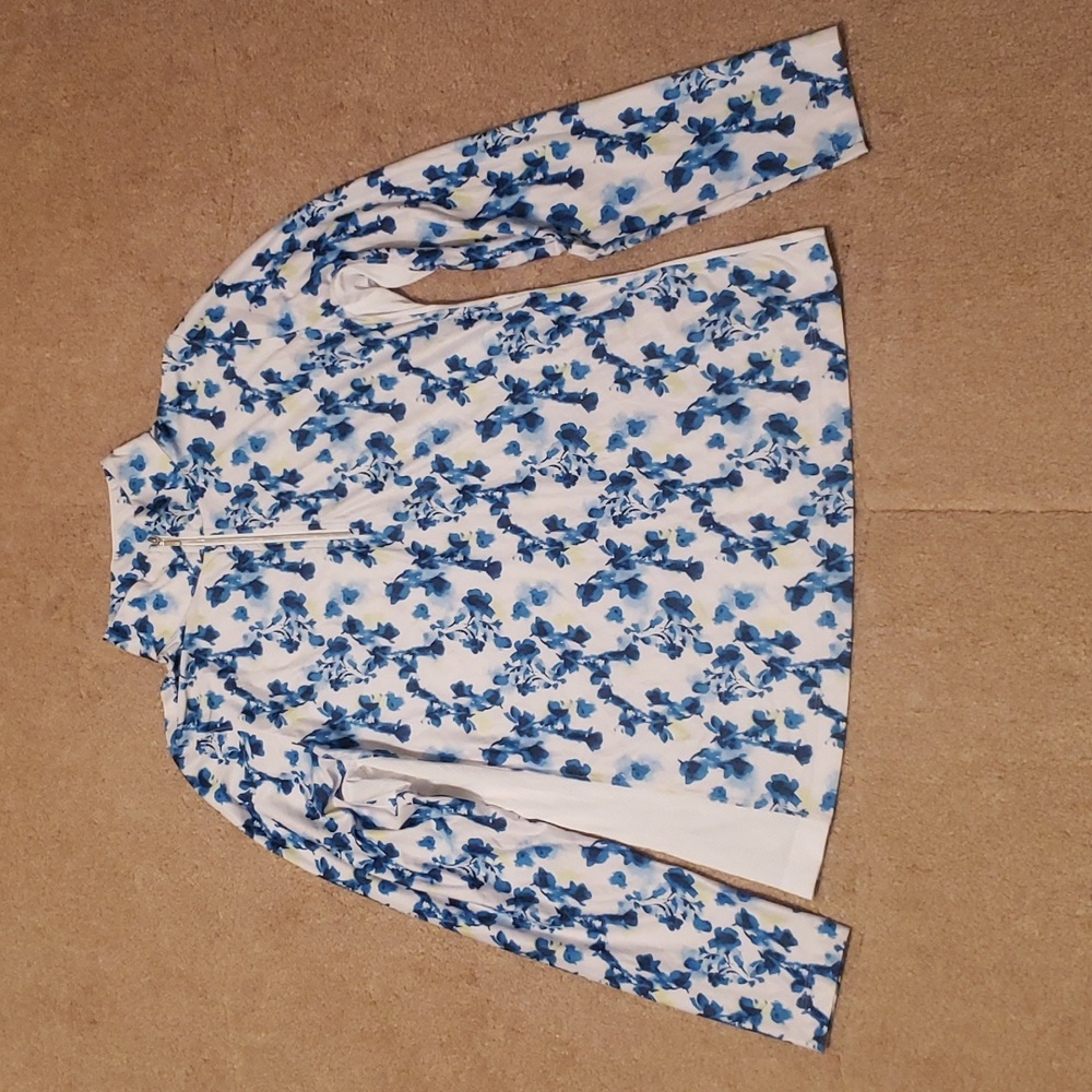Lady Hagen Women's Floral Print Long Sleeve Quarter Zip Top